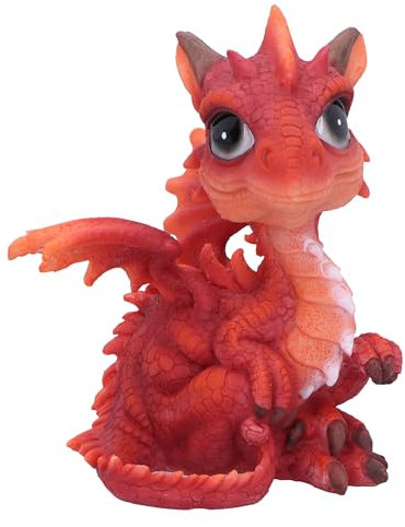 Nemesis Now Feuerdrachenfigur, 12 cm, Harz, rot, Babydrachenfigur, rote Drachenfigur, Drachenfigur zum Sammeln, Geschenkartikel aus feinstem Harz, fachmännisch handbemalt