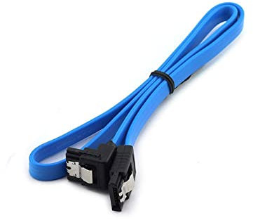Hwmsza 2 uds Sata 3,0 Cable de datos 3 Cable 45cm con pestillo de bloqueo recto a ángulo recto 90 grados 6GBs (Size : 40cm, Color : Blu)