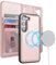 ELTEKER Etui Coque pour Samsung Galaxy S23 [Compatible Chargement sans Fil] Magnétique Amovible Protection Housse en Cuir Pochette Étui à Rabat avec Porte Carte Portefeuille - Or Rose