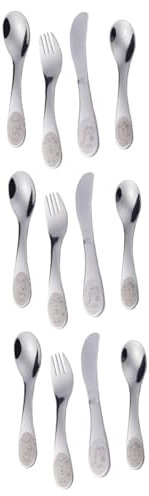 Abaodam 3 Juegos 4 Piezas Cuchara Cubiertos Utensilios Acero Inoxidable Para Niños Pequeños Niño Cubiertos Cuchara Para Niños Pequeños Niños Metal Espesar Bebé y Tenedor