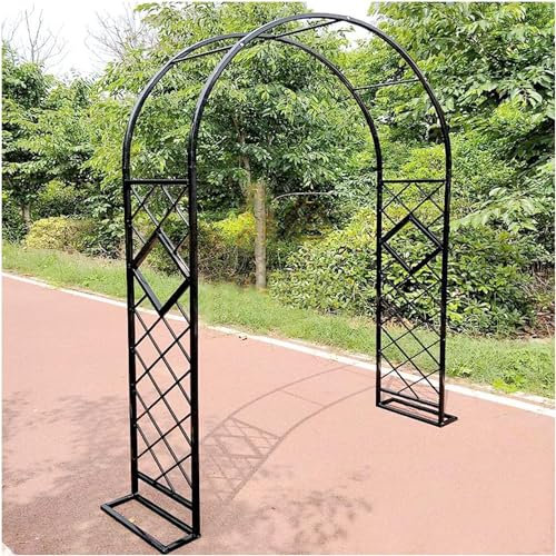 kaileFURN Heavy Rose Trellis Arch Frame Galvanised Garden Arch Metal Stable Archway For Climbing Plants, Freestanding Trellis For Rose Bushes(Size:W140xH230cm,Color:black)