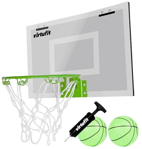 Pro Mini Basketballbrett – Korb Indoor/Outdoor für Kinder & Jugendliche – 45x30 cm, Metallrand, 2 Bälle & Pumpe, Leuchtend im Dunkeln