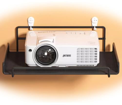 ZIUSFAC Projektor Wand Regal Wandhalterung Projektor Regal 2-stöckiges Metall Regal Wandhalterung Für Kleiner Beamer Für DVD-Player Blu Ray Player Lautsprecher Router Regal Schwarz/Weiß(Black,1-Tier)