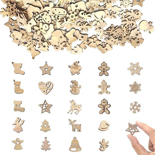 LIANCHEN 150 Pcs Holzstreuteile Weihnachts Streudeko Mini Holzsterne Deko Weihnachtsdeko Weihnachtsbaumschmuck Weihnachten Tisch Streudeko für Diy Basteln Weihnachten Tischdeko (Protokollfarbe)