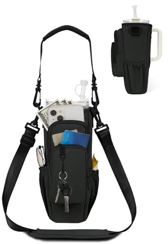 sportsnew Water Bottle Carrier Bag for Stanley 40oz with Phone Pocket Insulated Water Bottle Holder Pouch with Strap Water Bottle Bag with Straw Cover for Stanley Cup Accessories Patent Pending