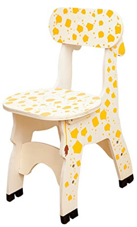 TOPBATHY Holzhocker mit Giraffenmotiv für Jungen und Mädchen Rückenfreier Stuhl für Kleinkinder Schlafzimmer Spielzimmer Wohnzimmer