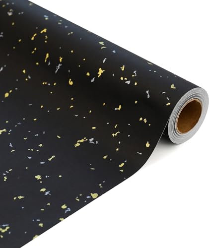 Geschenkpapierrollen - Atemberaubendes mattes Geschenkpapier mit Satinstruktur in luxuriöser, dicker schwarzer Goldfolie für Abschlussfeiern, Jubiläen, Geburtstage und Weihnachten (Eisenhaltig)