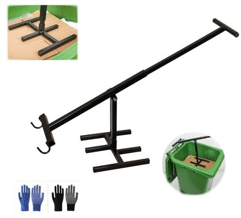 AVMLWEPA Manual trash compactor Garbage squash trash smasher Home Waste Recycling Hand Tool with Adjustable Handle for Outdoor Kitchen Restaurant Dumpster Recycle Bin Receptacle 120-360L Wheelie Bins