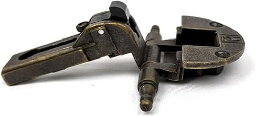 Cerniera per Ante con Battuta – Scodellino Foro Ø35 mm – Chiusura con Cricchetto a Molla – Cerniera per Mobili da Cucina, Armadi e Pensili – Installazione Parziale o Totale Incassata (4, bronzo)