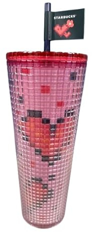 Starbucks 2025 Valentinstag Cold Cup mit Deckel und Strohhalm, 680 ml, limitierte Auflage, wiederverwendbarer rosa Becher