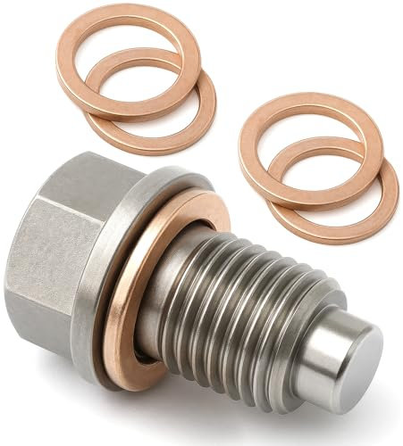 ZWWOGE 1 Pezzi M14x1.5 Tappo Di Scarico Dell'olio Magnetico per Auto, Guarnizione Magnetica per Vasca Dell'olio,Bullone Tappo Coppa Olio con Rondella Rame,Universale per Auto,tappo coppa olio motore