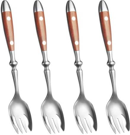 Bortivier 4 Pcs Sporks Set Metal Sporks Set Stainless Steel Salad Spoons with Bakelite Handle,Salad Forks Spork for Salad,Fruit,Dessert