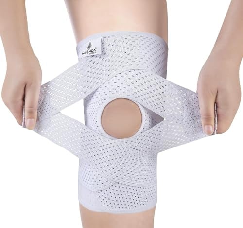 NEENCA Kniestütze für Knieschmerzen, Kompressions Kniebandage mit Luftgitterstoff, einstellbare Kniepackung mit Seitenstabilisatoren, ultra-weicher Verband für Meniskusriss,ACL,Laufen,Arthritis Relief
