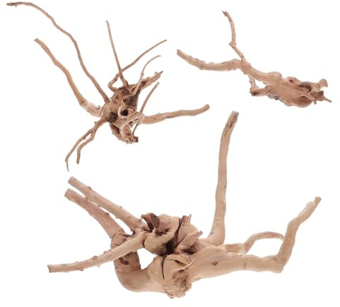 Alipis 3pcs Natural Driftwood for Aquarium Decor Irregular Wood Roots for Fish Tank Bonsai Tree Artistic Freshwater Ornament Interactive Hiding Spots Easy Maintenance