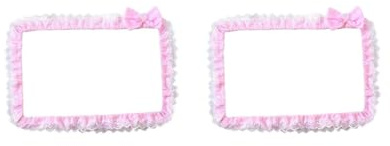 OJREEUB 2 set of Computer Screen Frame Border Cover Lace Fabric Protective Case with Bowknot 23 to 26 inch pink