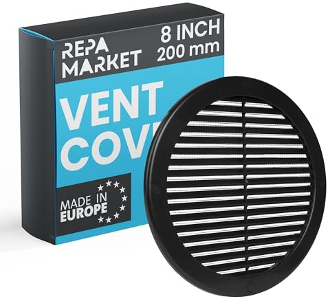 Repa Market Rejilla de ventilación redonda de 200 mm (diámetro de apertura) – Rejilla de ventilación de plástico – Rejilla de ventilación con protección contra insectos para paredes, techos – Rejilla