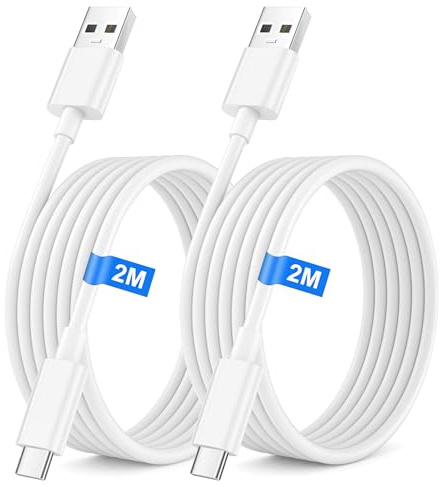 Cavo USB A to USB C, [set da 2] 2 Metro Cavo Ricarica Rapida Type C per iPhone 17/16/15 Pro Max, Air, Plus, Samsung Galaxy S26 S25 Ultra, AirPods Pro 2a/3a generazione, AirPods 4, iPad 10a generazione