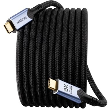 BAWIOFIAU USB C Data Cable 40Gbps,Long USB c to USB c Cable Braided,USB 4 Cable for Thunderbolt 4 [10FT/3 M], 240W Fast Charging Type c Cable, USBC Monitor Cord 8K/4K Video Display