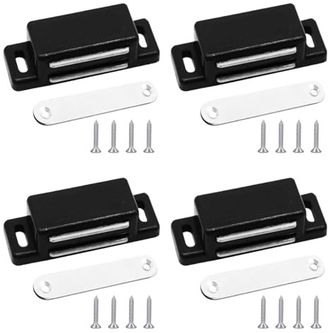 4 Pieces Magnetic Door Catch,Heavy Duty Stainless Steel Cabinet Magnets | Magnetic Catches Latches for Kitchen,Cupboard Magnetic Door Catch with 16 Screws for Kitchen,Bathroom and Outdoor Cupboard
