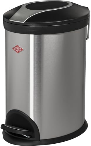Wesco Ed Abfalleimer aus Edelstahl in der Farbe Silber mit einem Volumen von 5 Litern/Mit Fußtritt