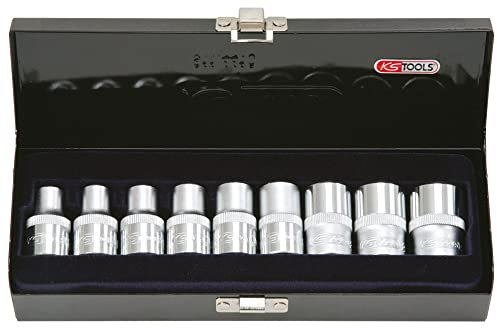 KS Tools 922.1369 - Coffret de 9 douilles TORX® 1/2'' - 38 mm- E10 à E24 - En Chrome Vanadium - Finition chromée satinée - 9 pièces