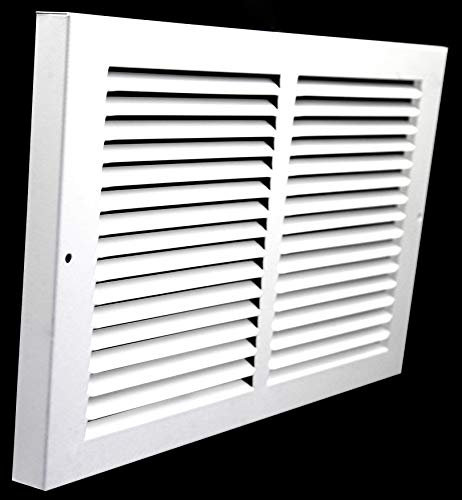 HVAC Premium 14 X 8 Baseboard Return Air Grille - HVAC Vent Duct Cover - 7/8 Margin Turnback for Flush Fit with Baseboard Work - White [Outer Dimensions: 15.75 Width X 9.75 Height]