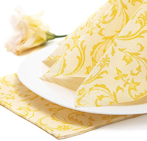 Papstar, 50 Servietten ROYAL Collection 1/4-Falz 40 cm x 40 cm gelb Damascato, #84996