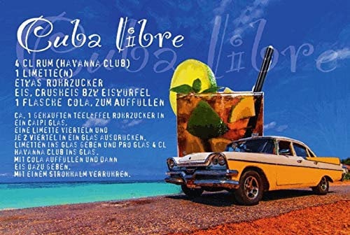 Schatzmix Blechschild Alkohol Cuba Libre Rezept Havanna Metallschild Wanddeko 20x30 tin Sign