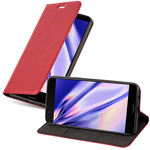 Cadorabo Hülle kompatibel mit OnePlus 5 aus Premium Kunst Leder Flip Klappbare Stoßfeste Magnetische [Standfunktion] [Kartenfächern] Cover Hülle für OnePlus 5 Tasche in Rot