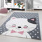HomebyHome Kinderteppich Rosa 120 cm Rund Katzenmuster Kleiner Mädchen Teppich Kinderzimmer Kurzflor Teppich Extra Weich Antiallergen Babyzimmer Teppich