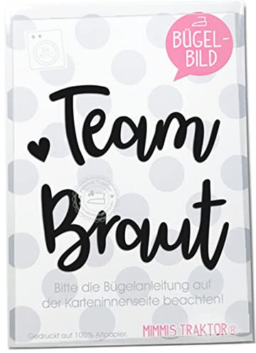 Bügelbild Team Braut JGA 18 cm Flockfolie Aufbügler Applikationen Bügelsticker für Stoffe Textilien zum Aufbügeln, Farbe:schwarz