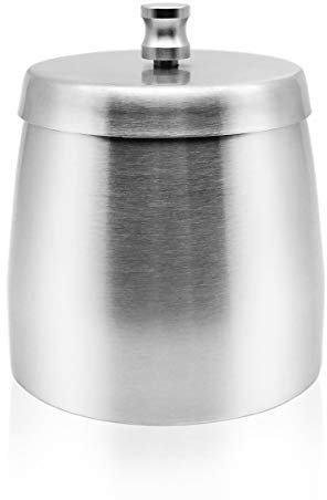 YOCZOX Cendrier d'extérieur coupe-vent avec couvercle, porte-cendres en acier inoxydable, base antidérapante pour extérieur, maison, bureau, bar, facile à nettoyer, 600 ml