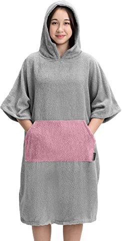 HOMELEVEL Kinder Badeponcho aus 100% Baumwolle - Poncho Handtuch für Strand Schwimmbad - Surfponcho mit Kapuze - Bademantel für Jungen und Mädchen