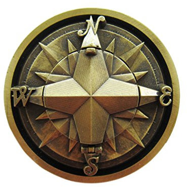 Gürtelschnalle im Vintage-Stil, bronzebeschichtet, Kompass-Stern-Design, auch in den USA erhältlich