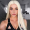 Perücke Blond Damen Lang Glatt Gerade Perücken für Frauen/Mädchen/Afro Natürliche Wurzel Mittelteil Spitze Perrucken Party/Kostüm Lace Front Wig ca.68cm/26zoll DE066J