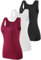 vislivin Débardeur Femmes Décontractés Extensibles Tank Top Noir/Blanc/Vin Rouge M