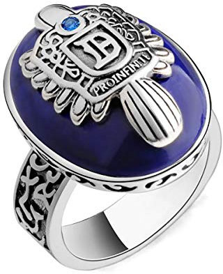 Mempire Damon Salvatore Ring 925 Sterling Silber Lapislazuli Edelstein Tageslichtring Herrenschmuck mit Geschenkbox (N 1/2)