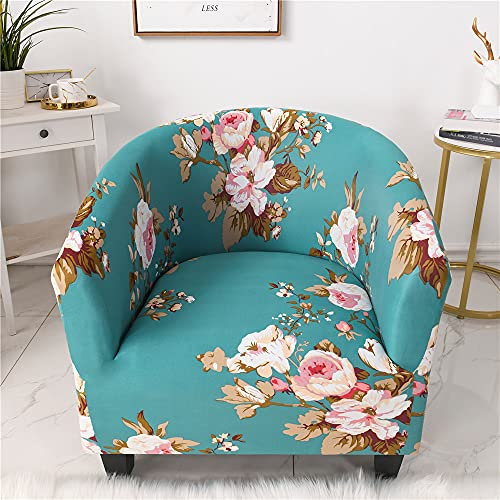 Highdi Sesselschoner Sesselüberwurf mit Elastisch Stretch Husse, Club Chair Blumenserie Schonbezug Sofabezug mit hoher Dehnung Sessel für Clubsessel Cocktailsessel (Rosa Frühling)