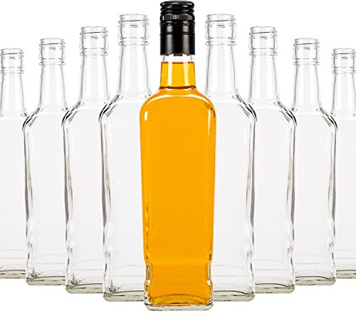 SUPERBUTELKI.PL Walker Lot de 50 bouteilles de 500 ml en verre – Bouteilles en verre vides à remplir, flacons décoratifs, élégants et modernes – Verre de qualité supérieure (50, 500 ml)