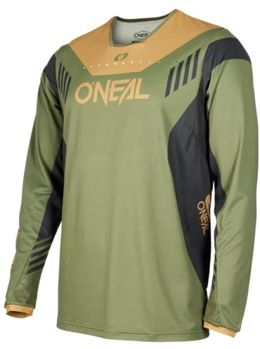 O'NEAL | Mountainbike-Trikot | MTB Mountainbike DH Downhill FR Freeride | Atmungsaktives Material, maximale Bewegungsfreiheit | Element FR Jersey Hybrid V.23 | Erwachsene | Olive Schwarz | Größe M