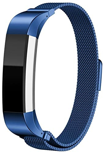LAREDTREE Metal Loop Bands Compatible with Fitbit Alta/Fitbit Alta HR, Breathable Stainless Steel Loop Mesh Magnetic Adjustable Wristband for Women Men