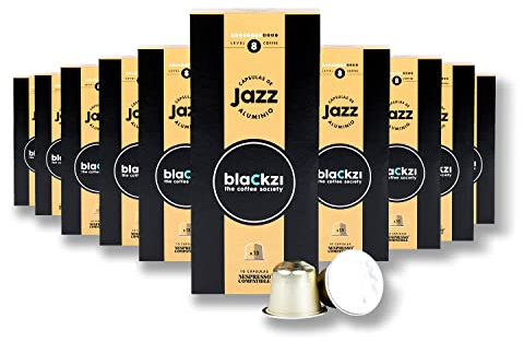 blackzi - Capsulas compatibles con Nespresso® de café cremoso Arabica con un Toque de Robusta Jazz Premium (10 Paquetes de 10 cápsulas de Aluminio) - Caffé Italiano (Bologna)