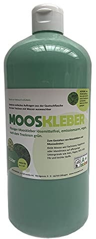 Mooskleber flüssig - Flüssiger Moosleim zum Gestalten und Basteln von Moosbildern - Nach dem Trocknen grün - 1 Liter