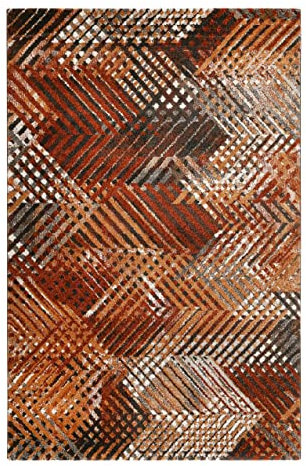 Wecon Home Moderner Esprit Kurzflor Teppich für Wohnzimmer, Schlafzimmer und Kinderzimmer - Vario (160 x 225 cm, Terracotta braun)