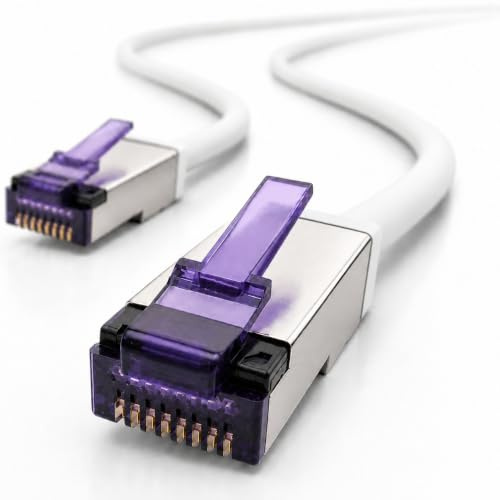 1aTTack.de Cat6a Hoch-Flexibles LAN Kabel 1x 10m RJ45 10 Gb/s weiß | Hochflexibles Cat6a Ethernet-Patchkabel; S/FTP PIMF, 500 MHz, RJ45, 10 Gb/s für Router, Switch, PC, Gaming und Server