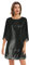 Damen Club Glitzer Kleid Vintage MidiKleid Pailletten Kleid 3/4 Ärmel Party Cocktailkleid Festlich Hochzeit Abendkleid XXL Schwarz-Pailletten CL1812A22-02
