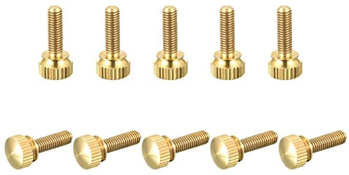 sourcing map 10 Stück Rändel Schrauben M5x16mm Messing Schulter Bolzen Stufengriffknöpfe Befestigung für PC Elektronisch Mechanisch