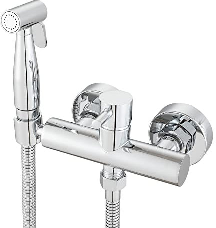 Wussh Kit de douche pour toilettes cachées avec bidet musulman Shattaf avec mélange chaud et froid en laiton chromé