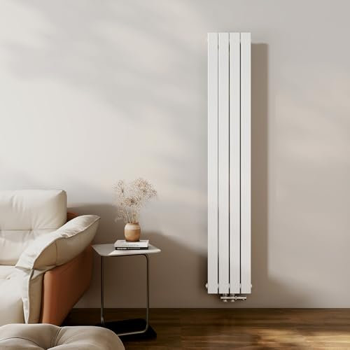 EMKE Heizkörper Klein 1800x300mm, Vertikal Heizkörper Bad Schmal Hoch Flachheizkörper Mittelanschluss Design Paneelheizkörper Einlagig Wandheizkörper Weiß 627 Watt