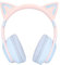Gaming Kopfhörer mit Mikrofon, Bluetooth Katzenohr Kopfhörer Kabelloser Kopfhörer mit 3,5mm Aux Kabel, 7 Farben LED Lichter und 4 LED Lichtmodi (Blau)